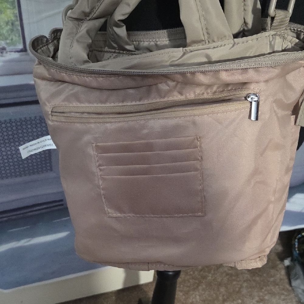 Quilted Taupe Crossbody Bag with Adjustable Strap - Picture 7 of 13